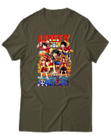 T-Shirt Unisex - Fire Luffy Evolution - Color Thumbnail Χακί