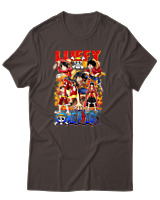 T-Shirt Unisex - Fire Luffy Evolution - Color Thumbnail Καφέ