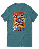 T-Shirt Unisex - Fire Luffy Evolution - Color Thumbnail Μπλε Πράσινο