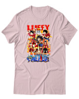 T-Shirt Unisex - Fire Luffy Evolution - Color Thumbnail Απαλό Ροζ