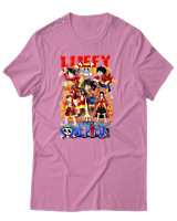T-Shirt Unisex - Fire Luffy Evolution - Color Thumbnail Ροζ
