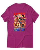 T-Shirt Unisex - Fire Luffy Evolution - Color Thumbnail Φουξια