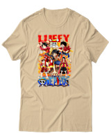 T-Shirt Unisex - Fire Luffy Evolution - Color Thumbnail Μπεζ