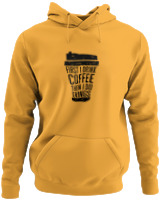 Φούτερ με κουκούλα - First I Drink Coffee Then I Do Thinks - Color Thumbnail Κίτρινο Χρυσό