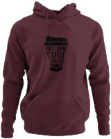 Φούτερ με κουκούλα - First I Drink Coffee Then I Do Thinks - Color Thumbnail Marron