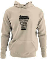 Φούτερ με κουκούλα - First I Drink Coffee Then I Do Thinks - Color Thumbnail Μπέζ