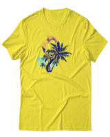 T-Shirt Αντρικό - Flamingo Palmtree - Color Thumbnail Κίτρινο