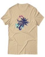 T-Shirt Αντρικό - Flamingo Palmtree - Color Thumbnail Μπεζ