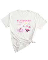 T-Shirt Woman Fashion Γυναικείο - Flamingoes Float - Color Thumbnail WHITE