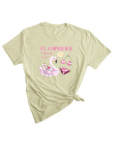 T-Shirt Woman Fashion Γυναικείο - Flamingoes Float - Color Thumbnail SAGE GREEN