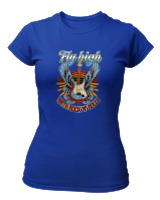 T-Shirt Στενή Γραμμή Γυναικείο - Fly High - Color Thumbnail Μπλε Ρουά