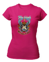 T-Shirt Στενή Γραμμή Γυναικείο - Fly High - Color Thumbnail Φουξια