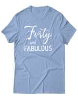 T-Shirt Αντρικό - Forty Fabulous - Color Thumbnail Γαλάζιο