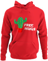 Φούτερ με κουκούλα - Free Hugs - Color Thumbnail Κόκκινο