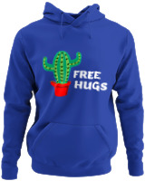 Φούτερ με κουκούλα - Free Hugs - Color Thumbnail Μπλε Ρουά