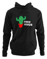 Φούτερ με κουκούλα - Free Hugs - Color Thumbnail Μαύρο