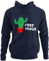 Φούτερ με κουκούλα - Free Hugs - Color Thumbnail Navy Blue