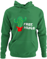 Φούτερ με κουκούλα - Free Hugs - Color Thumbnail Kelly Green