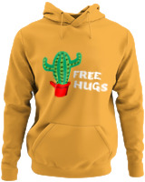 Φούτερ με κουκούλα - Free Hugs - Color Thumbnail Κίτρινο Χρυσό