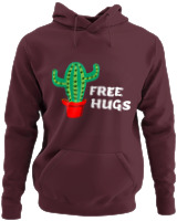 Φούτερ με κουκούλα - Free Hugs - Color Thumbnail Marron