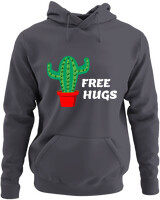 Φούτερ με κουκούλα - Free Hugs - Color Thumbnail Ανθρακί
