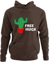 Φούτερ με κουκούλα - Free Hugs - Color Thumbnail Καφέ