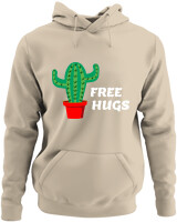 Φούτερ με κουκούλα - Free Hugs - Color Thumbnail Μπέζ