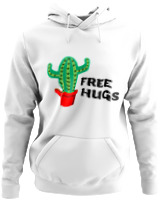 Φούτερ με κουκούλα - Free Hugs - Color Thumbnail ΄Ασπρο