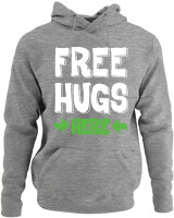 Φούτερ με κουκούλα - Free Hugs - Color Thumbnail Γκρι Μελανζέ