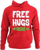 Φούτερ με κουκούλα - Free Hugs - Color Thumbnail Κόκκινο