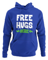 Φούτερ με κουκούλα - Free Hugs - Color Thumbnail Μπλε Ρουά