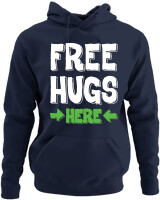 Φούτερ με κουκούλα - Free Hugs - Color Thumbnail Navy Blue