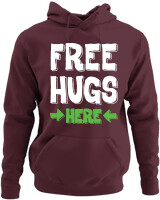 Φούτερ με κουκούλα - Free Hugs - Color Thumbnail Marron