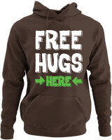 Φούτερ με κουκούλα - Free Hugs - Color Thumbnail Καφέ
