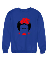 Φούτερ χωρίς κουκούλα Γυναικείο - Frida Kahlo Red Flowers - Color Thumbnail Μπλε Ρουά