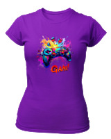 T-Shirt Στενή Γραμμή Γυναικείο - Game - Color Thumbnail Σκούρο Μωβ