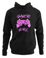 Φούτερ με κουκούλα Αντρικό - Gamer Girl - Color Thumbnail Μαύρο