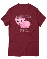 T-Shirt Αντρικό - Gettin Piggy With It - Color Thumbnail Σκούρο Κόκκινο