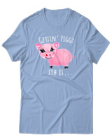T-Shirt Αντρικό - Gettin Piggy With It - Color Thumbnail Γαλάζιο