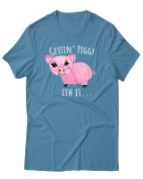 T-Shirt Αντρικό - Gettin Piggy With It - Color Thumbnail Τιρκουάζ