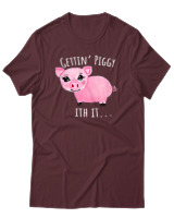 T-Shirt Αντρικό - Gettin Piggy With It - Color Thumbnail Μπορντό