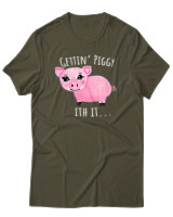 T-Shirt Αντρικό - Gettin Piggy With It - Color Thumbnail Χακί