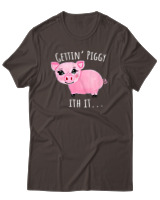 T-Shirt Αντρικό - Gettin Piggy With It - Color Thumbnail Καφέ