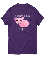 T-Shirt Αντρικό - Gettin Piggy With It - Color Thumbnail Σκούρο Μωβ