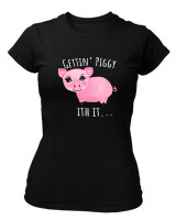 T-Shirt Στενή Γραμμή - Gettin Piggy With It - Color Thumbnail Μαύρο