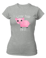 T-Shirt Στενή Γραμμή - Gettin Piggy With It - Color Thumbnail Γκρι Μελανζέ