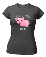 T-Shirt Στενή Γραμμή - Gettin Piggy With It - Color Thumbnail Ανθρακί