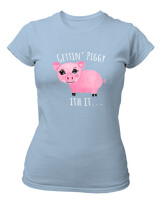 T-Shirt Στενή Γραμμή - Gettin Piggy With It - Color Thumbnail Γαλάζιο