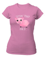 T-Shirt Στενή Γραμμή - Gettin Piggy With It - Color Thumbnail Ροζ