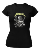 T-Shirt Στενή Γραμμή Γυναικείο - Goddess Of Bitcoin - Color Thumbnail Μαύρο